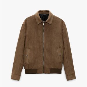 Zara Tan Suede Bomber Jacket